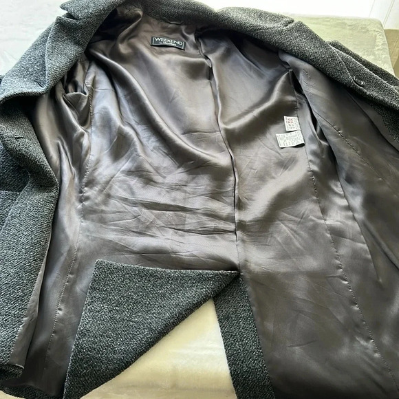 MaxMara Weekend Coat Wool Blend Grey Career Lightweight Mid Length, Size 10 - Picture 11 of 16